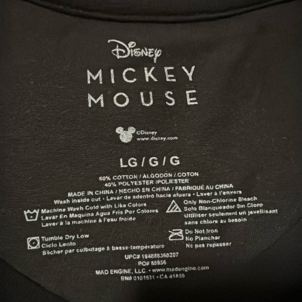 Disney Mickey Mouse black shortsleeve T-shirt mens neon DisneyLand DisneyWorld L - Picture 3 of 6